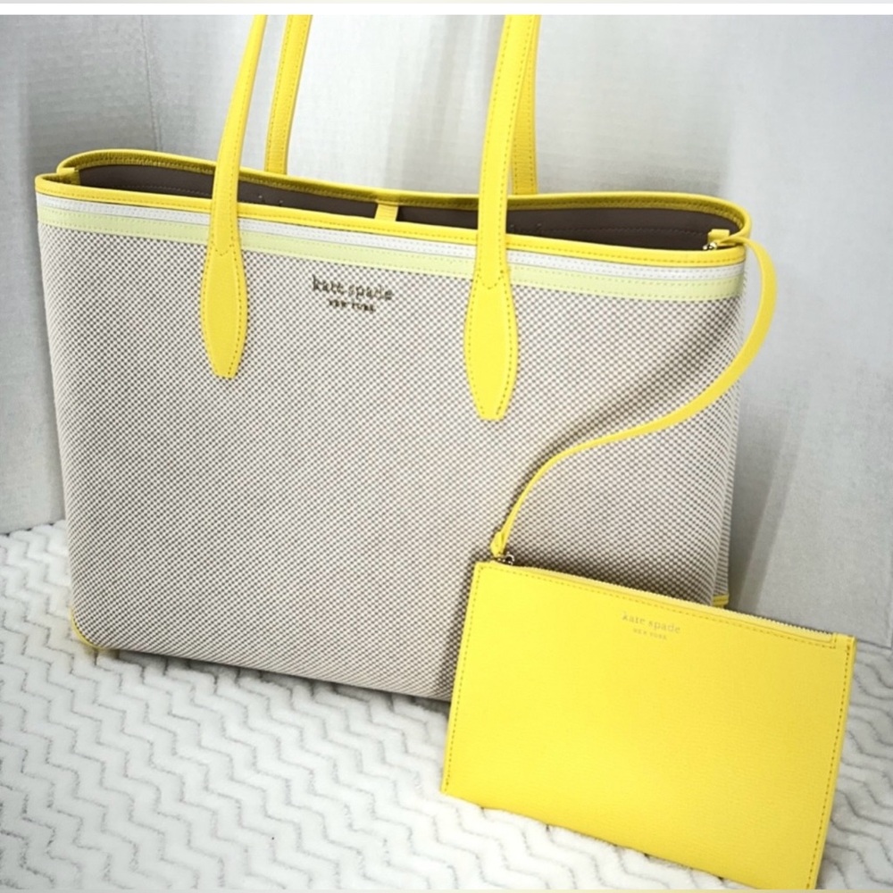 Kate Spade Yellow and Cream Tote Bag